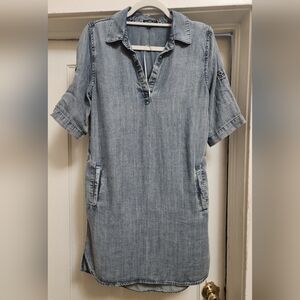 Velvet Heart Denim Shirt Dress 3/4 Sleeves With Pockets Size XS
